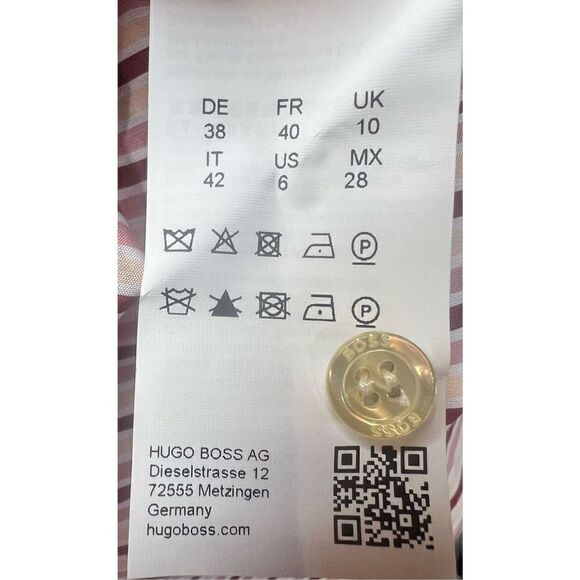 HUGO BOSS Women's Bateco Striped Tie Neck Top in Sienna/Rust NWT Size 6 - Picture 8 of 9